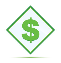 Dollar sign icon modern abstract green diamond button