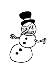 halloween schneemann böser horror gefährlich alptraum monster comic fröhlicher zylinder hut winter weihnachten kalt schnee basteln bauen schneeball spaß spielen cartoon lustig clipart