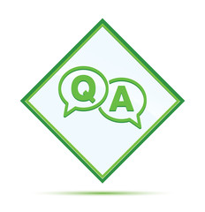 Faq icon modern abstract green diamond button