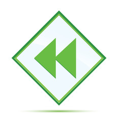 Jump backward icon modern abstract green diamond button