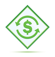 Money exchange dollar sign icon modern abstract green diamond button