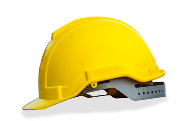 Yellow hard safety wear helmet hat  on white background