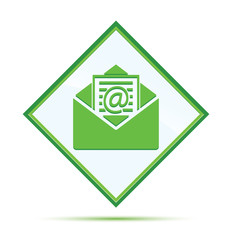 Newsletter email icon modern abstract green diamond button