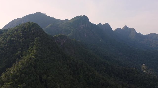 Aerial View Of Langkawi Rain Forest From Cable Car, Pan Right