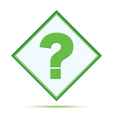 Question mark icon modern abstract green diamond button