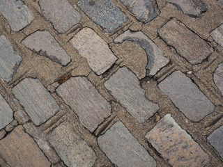 Close up of stone and concrete pavement  background