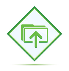 Upload files icon modern abstract green diamond button
