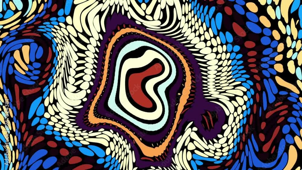 Poster Moving random wavy texture. Psychedelic animated background. Looping footage.
