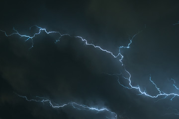 Branched lightning in the sky over the Great Plains, USA.