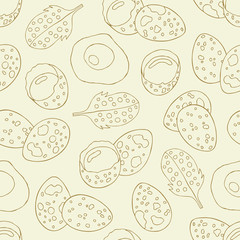 Quail eggs seamless pattern. Hand drawn background. Retro texture. Vector illustration.