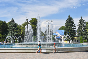 Anapa, Russia,  fountain on the square of the Soviets in sunny day in Anapa