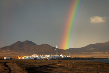 Fototapeta na wymiar Afternoon after rain at Fuerteventura 