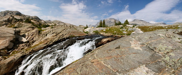 Cascade at Titcomb Basin in the Wind River Range in Wyoming 