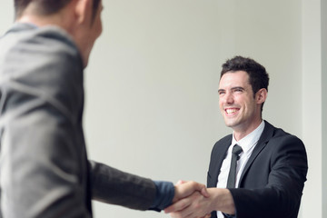 Businessmen making handshake agreement. concept partner to business.
