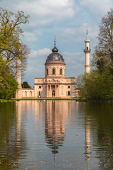 Fototapeta na wymiar Stunning view of the Mosque in the garden of the Schwetzingen Palace
