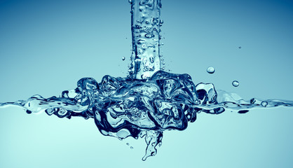 Clean water pouring with splashes, 3d render - 267829910