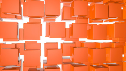 Abstract three-dimensional background of orange rectangles. illustration. 3d render