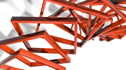 Abstract background of three-dimensional orange shapes. 3d render illustration