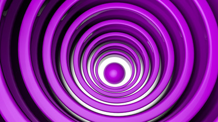 Abstract background of three-dimensional purple rings. 3d render illustration