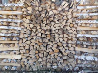 Cut Firewood Stack Logs As Pattern.