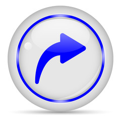Next icon. White glossy round vector icon in eps 10. Editable modern design internet button on white background.