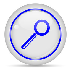 Search icon. White glossy round vector icon in eps 10. Editable modern design internet button on white background.