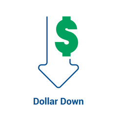 Dollar exchange rate down. Vector 