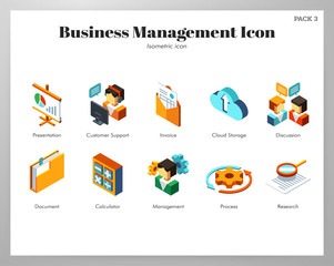 Business management icons Isometric pack
