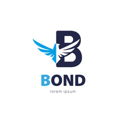 Bond logo design template with eagle. Isolated drawing for use as an icon, logo, identity, in web and application design, for printing on various media and more