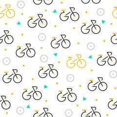 White bikes pattern. Abstract sport background with bicycles