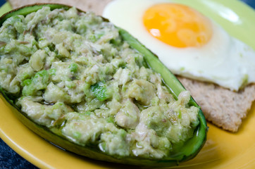 dish with avocado and egg for breakfast