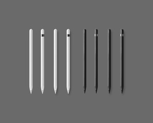 digital pens on grey background