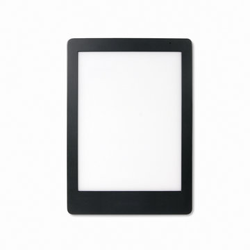 ebook reader with blank screen isolated on white