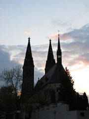 Sunset Over Saint Peter and Paul Cathedral Religious Ancient Tourist Landmark, Prague, Czech Republic