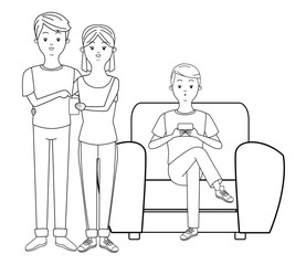 Millennials and smartphones cartoons in black and white