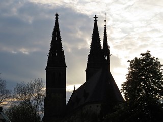 Sunset Over Saint Peter and Paul Cathedral Religious Ancient Tourist Landmark, Prague, Czech Republic