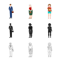 Vector illustration of character and avatar  icon. Set of character and portrait vector icon for stock.