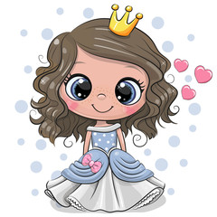 Cartoon Princess with hearts on a white background © reginast777
