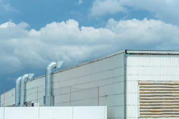 Many air blower located next to factory