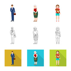 Vector design of character and avatar  icon. Collection of character and portrait stock symbol for web.