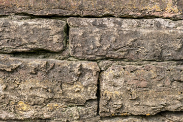 texture of the walls made of limestone. brickwork close-up
