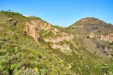 Fototapeta na wymiar Hiking at volcanic crater 