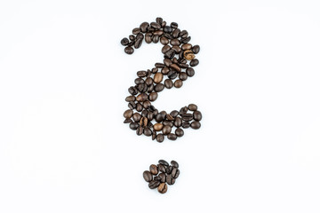 Coffee Beans as question mark - isolated on white background