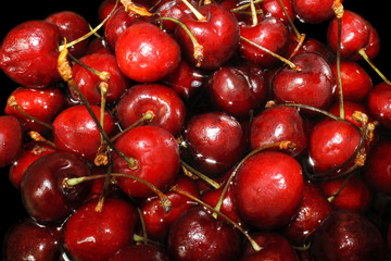 cherry on black background