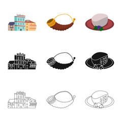 Isolated object of culture and sightseeing sign. Set of culture and originality vector icon for stock.