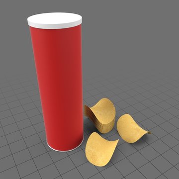 Tube container with chips