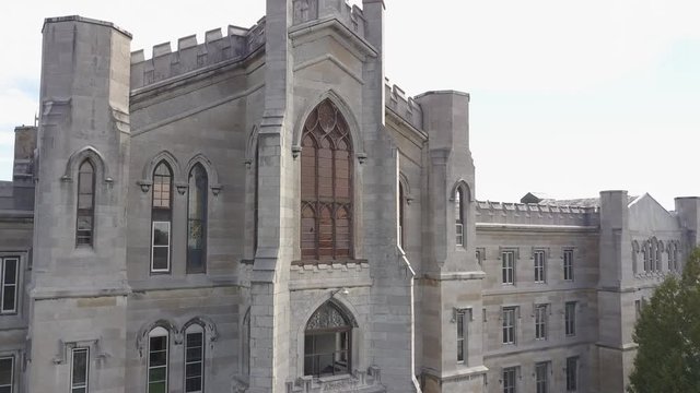 Haunted spooky abandoned hospital exterior