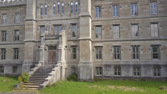 Haunted spooky abandoned hospital exterior