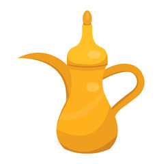 Arabic jug, flat style icon. Isolated on white background. Vector illustration.