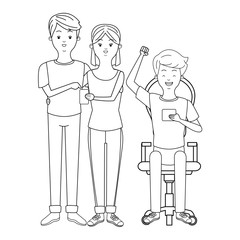 Millennials and smartphones cartoons in black and white